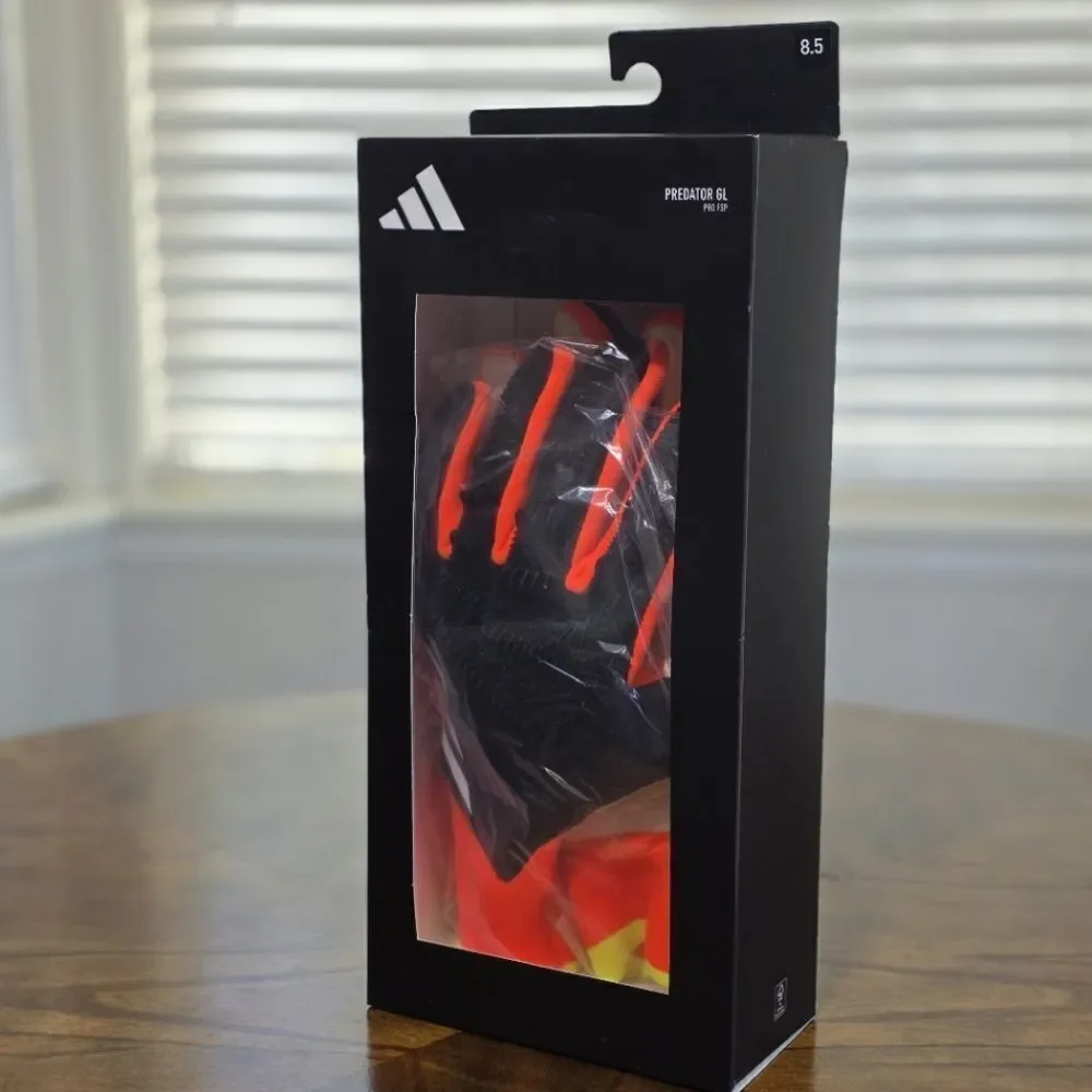 Adidas Predator Goalkeeper Pro Gloves FSP Black Orange White Texturized Size 8.5